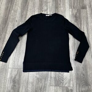 Boden Eldon Black Crewneck Button Cuff Sleeve Size S Color Black